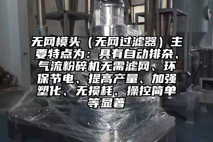無網模頭（無網過濾器）主要特點為：具有自動排雜、91麻豆视频网站無需濾網、環保節電、提高產量、加強塑化、無損耗、操控簡單等顯著